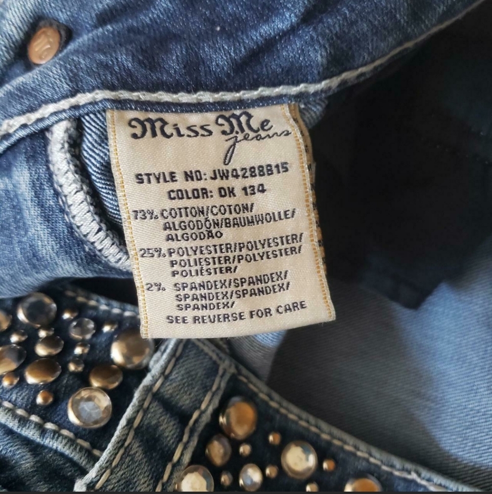 MISS ME JEANS Boot Cut Bejeweled Studded Size 26 - Picture 7 of 8